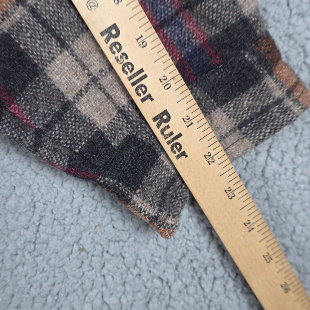 Vintage Flannel Shirt Mens Size XL Brown Tartan Plaid Regular Fit Wool Blend VTG - Picture 10 of 12